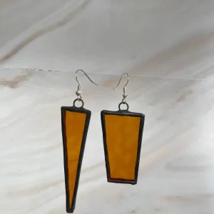 Transparent Orange Earrings 1 1/2″ & 2 1/2″ - Stained Glass