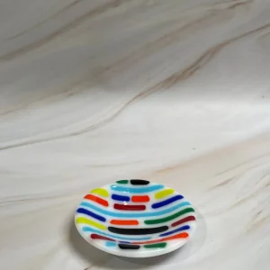 “Rhythmic Spectrum” Miniature Dish 3″ x 3″ - Fused Glass