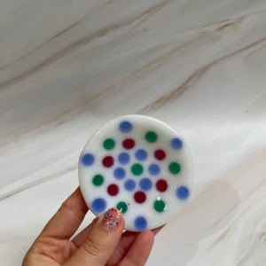 Polka Dot Miniature Dish 3″ x 3″ - Fused Glass