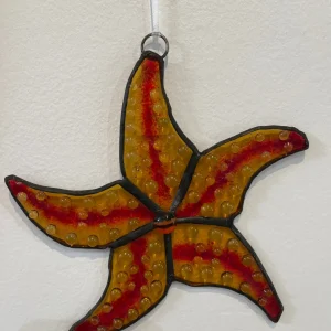 “Amber Starlight” Ornament 6-1/2″ x 6″ - Stained Glass