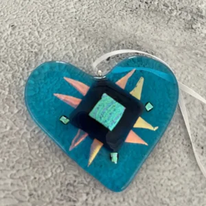 “Radiant Dawn” Heart Ornament 3-1/2″ x 3″ - Fused Glass