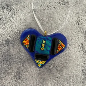 “Luminous Depths” Heart Ornament 3-1/2″ x 3″ - Fused Glass