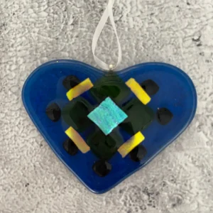 “Ocean Dream” Heart Ornament 3-1/2″ x 3″ - Fused Glass