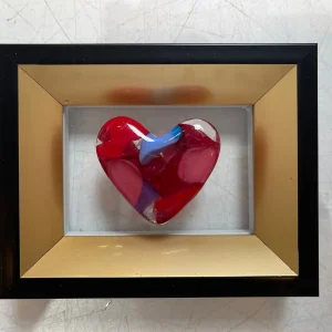 “Embrace of Colors” Framed Heart 5″ x 4″ - Fused Glass