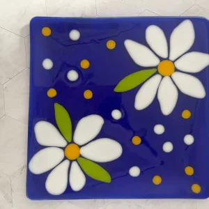 “Springtime Breeze” Square Plate 10″ x 10″ - Fused Glass