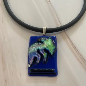 Celestial Kokopelli Pendant - Fused Glass