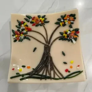 “Harvest of Harmony” Small Dish 5″ x 5″ - Fused Glass