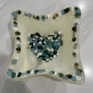 “Heart’s Desire” Small Dish 5″ x 5″ - Fused Glass