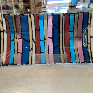 Fused Glass Colorful Strip Tray 5″ x 10″ - Fused Glass