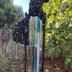 Crow Garden Stake - Fused Glass