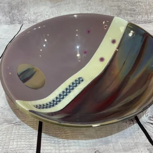 11″ Fused Glass Bowl – Purples - Fused Glass