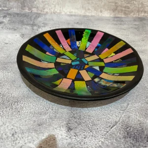 15″ Dichroic Glass Tray - Fused Glass