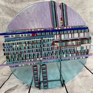 12″ Circle Transparent Purple and Blue - Fused Glass