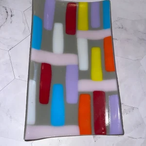 Multi-colored tray 7.5″ x 4.5″ - Fused Glass