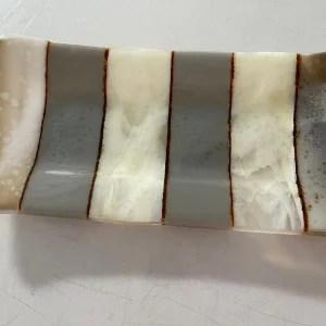 Cream and Taupe Tray 6″ x 10″ - Fused Glass